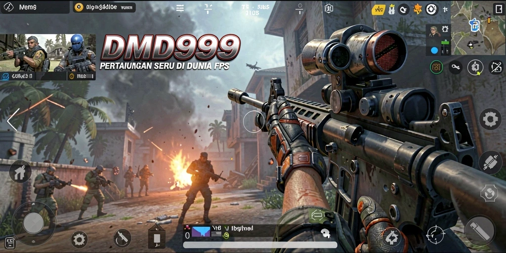 Screenshot menampilkan gameplay intens DMD999 dengan aksi tembak-menembak yang seru.