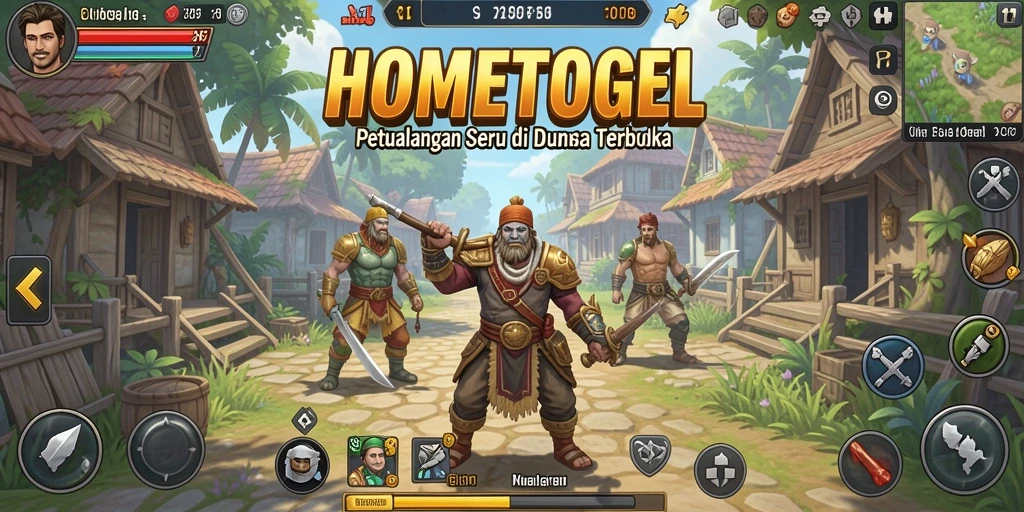 Tangkapan layar gameplay HOMETOGEL menampilkan eksplorasi dunia terbuka yang menakjubkan.