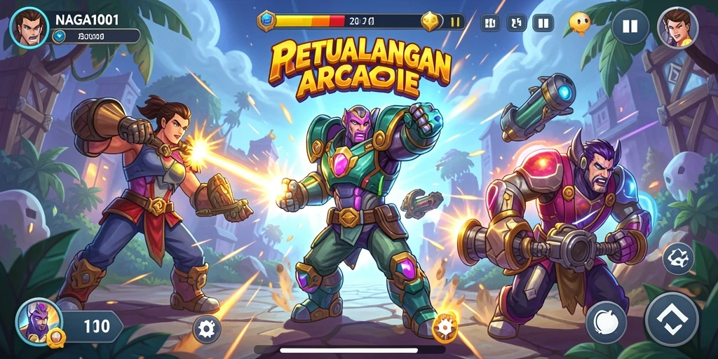 Screenshot NAGA1001 menampilkan aksi gameplay arcade yang mendebarkan.